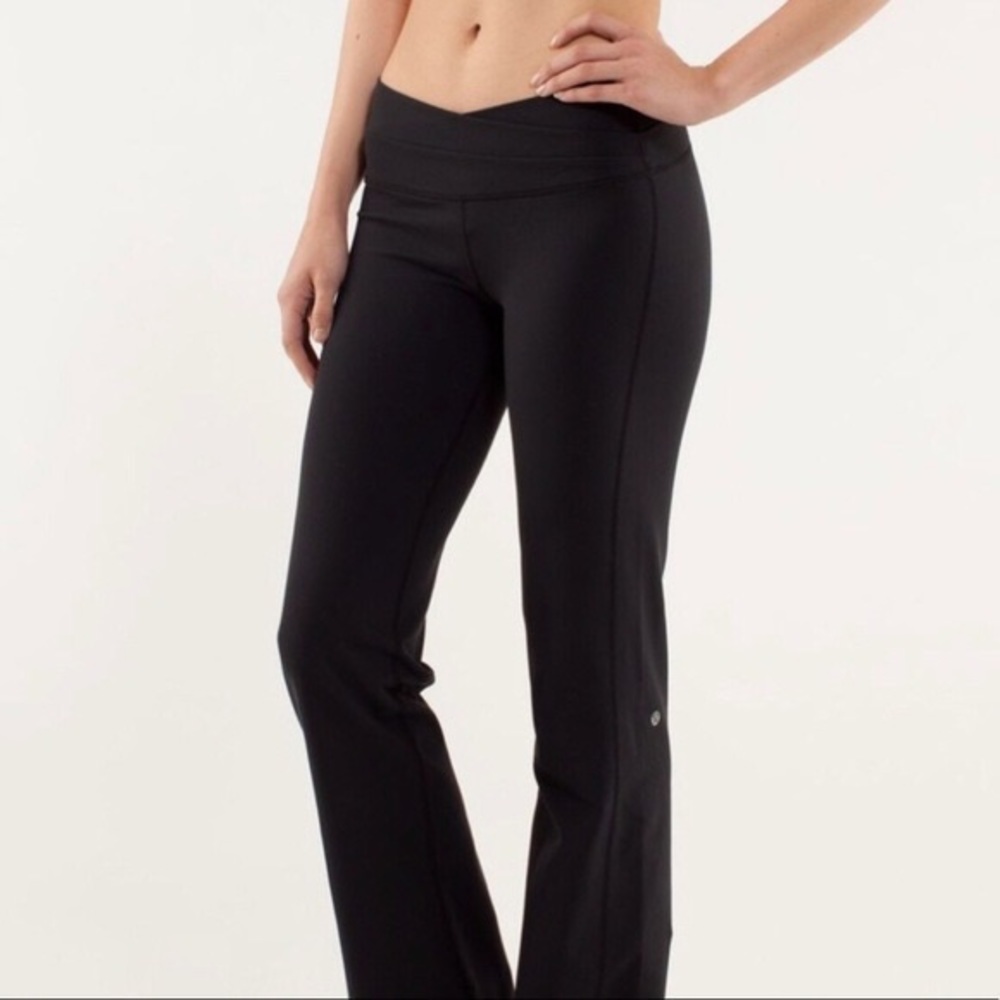 Black Lululemon Criss-Cross Waist Groove Flare Pants